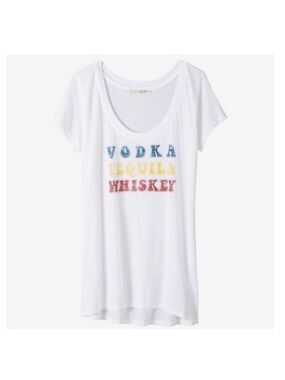 Express White Vodka Tequila Whiskey Graphic T-Shirt XS